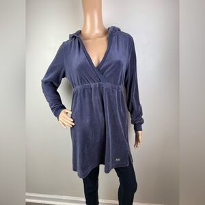Michael Kors Y2K Velvet Baby Doll Hooded‎ Dress/Long Shirt Navy Blue Women’s Med